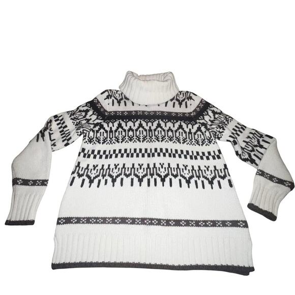 Madewell Iceblock Fair Isle Sweater Merino Wool Cream Brown LG - Picture 6 of 14